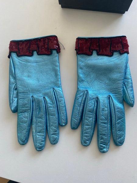 Gucci sequined-cuff leather gloves