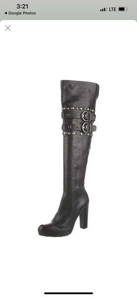 Stuart Weitzman Carnaby Black Leather OTK