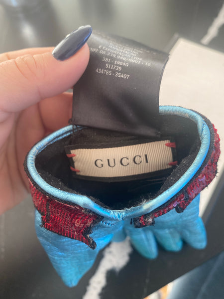 Gucci sequined-cuff leather gloves