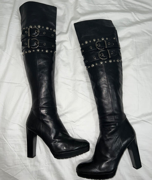 Stuart Weitzman Carnaby Black Leather OTK