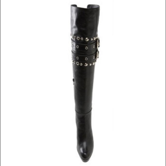 Stuart Weitzman Carnaby Black Leather OTK